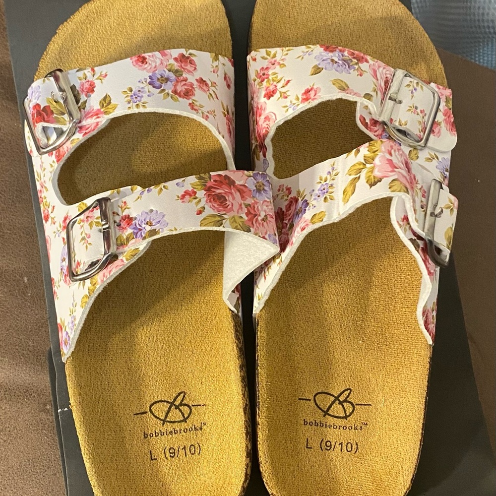 Cork sandals, floral color